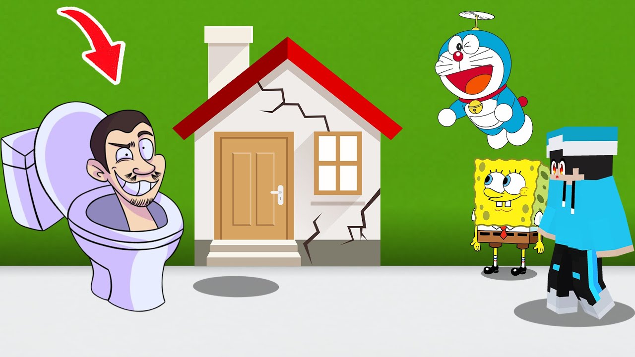 ماين كرافت لكن سكيبيدي تويليت دمر بيتي !!؟ 🔥😱