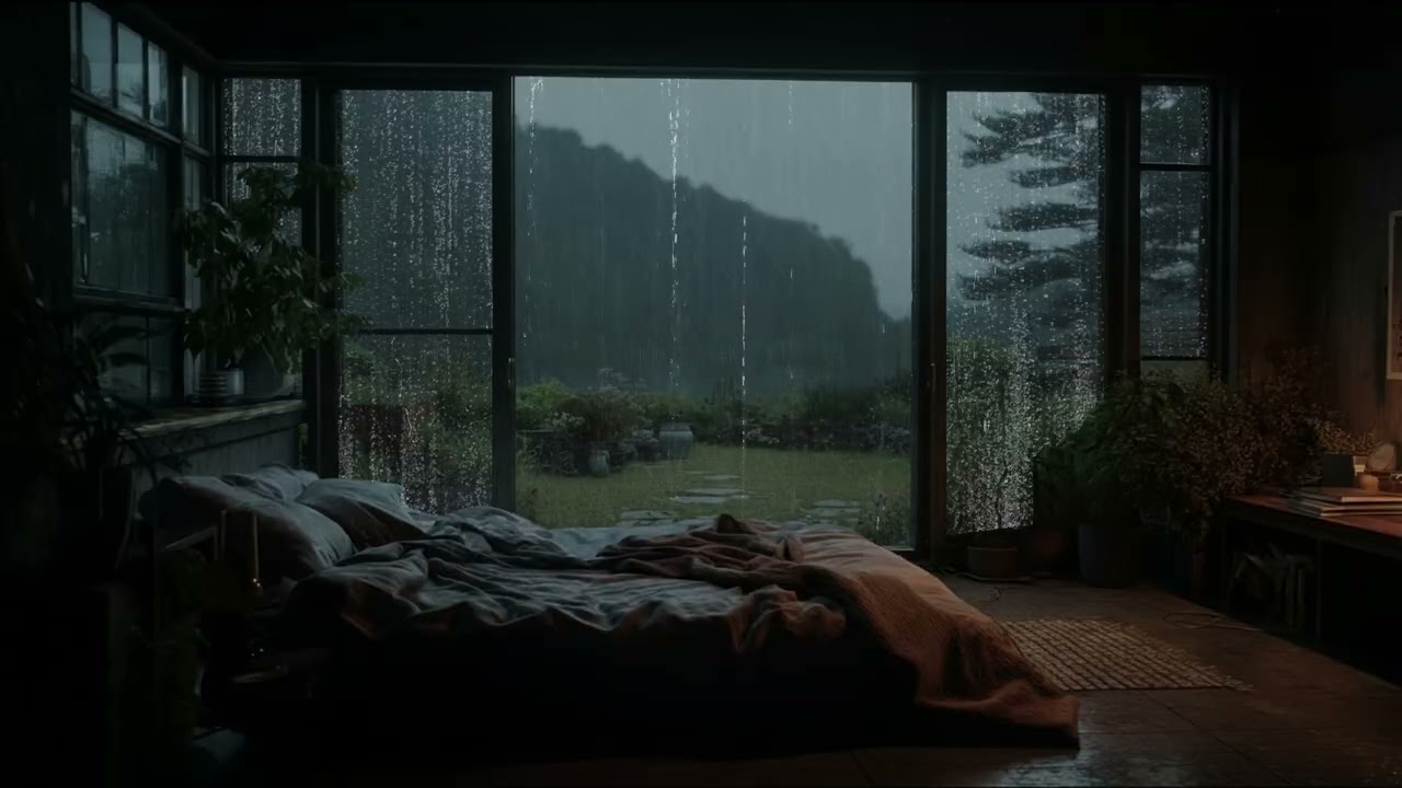 Soothing Rain with Warm Fireplace | Peaceful Ambience for Sleep & Relax