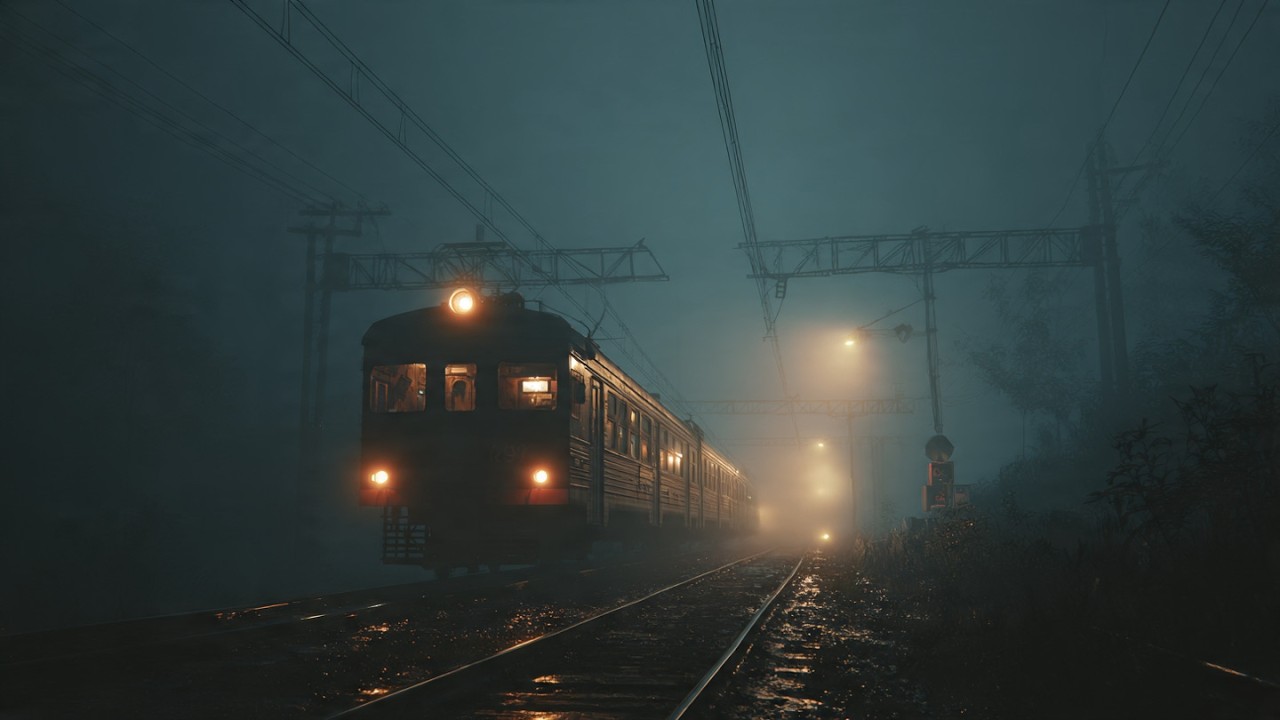 Sound of a lonely night train for studying | Dark Ambient