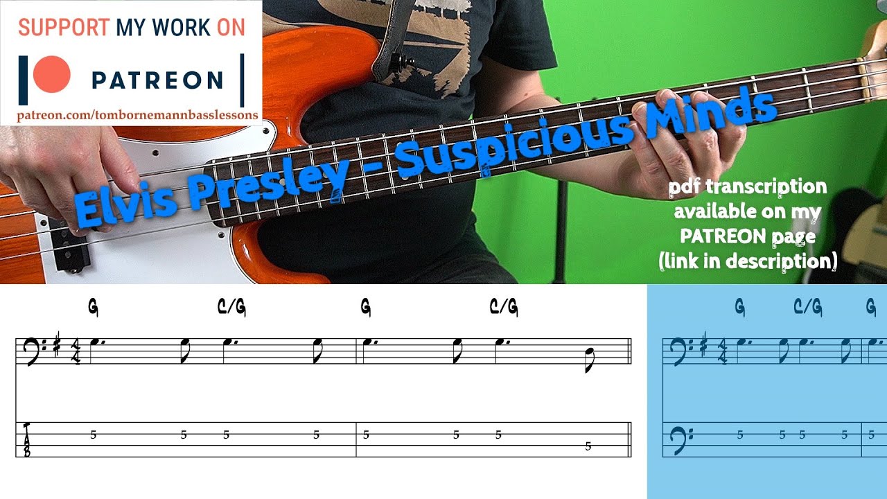 Elvis Presley - Suspicious Minds (Bass cover with tabs)
