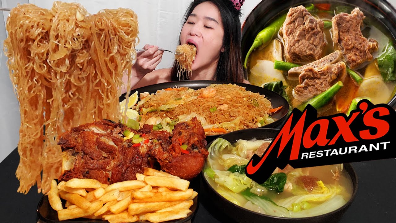 MAX'S RESTAURANT FILIPINO FOOD! Nilagang Beef Soup, Crispy Pata & Pancit Bihon Noodles Mukbang ASMR