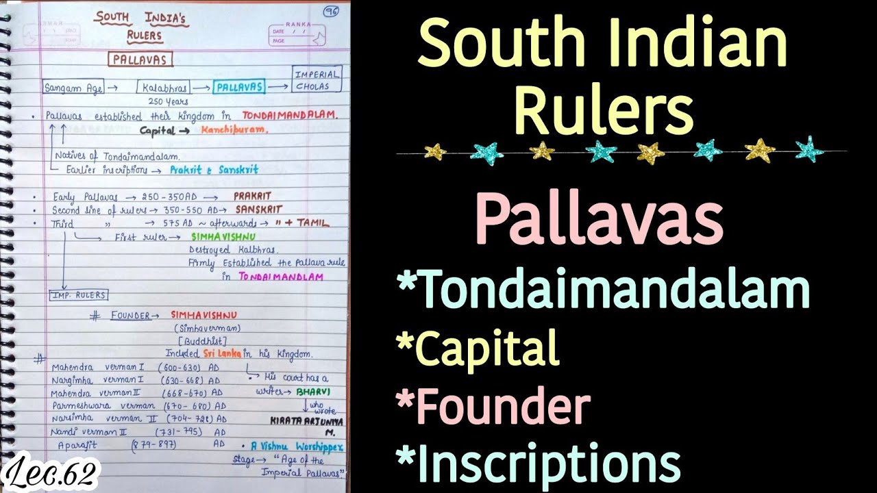 The Pallavas---South Indian Rulers|| Ancient History || Handwritten notes || Lec.62 || An Aspirant !