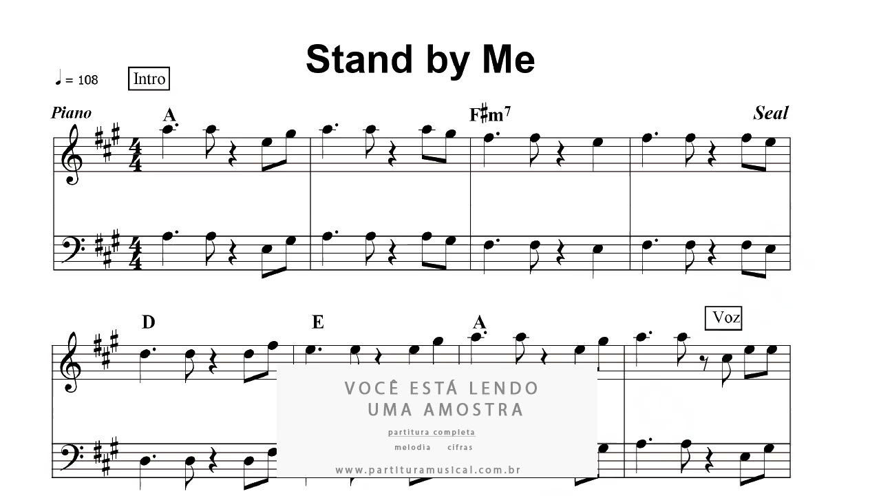 Partitura de Piano Stand by me - Seal