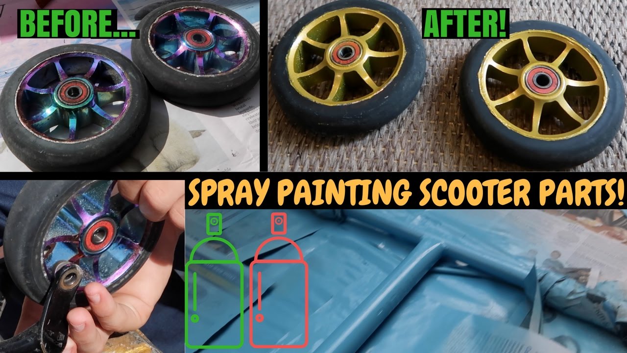 SPRAY PAINTING SCOOTER PARTS!!