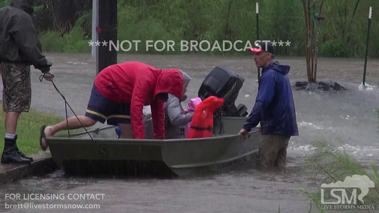 8-28-2017 Spring, Tx Waterford Springs Apartments water rescues from boat Houston flooding Harvey