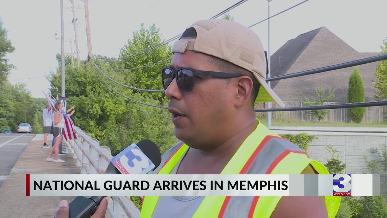 National Guard members on patrol in Memphis on Friday