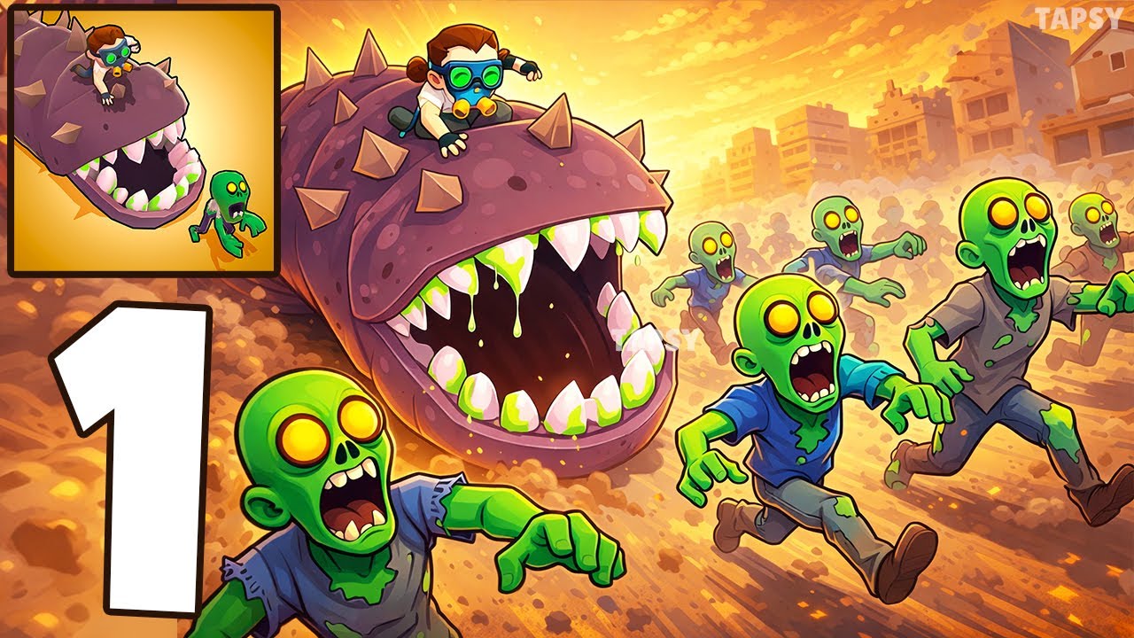 🐛Apocalypse Worm Zombie Strike Gameplay Walkthrough Part 1 – Giant Worm vs Zombie Horde Android,iOS