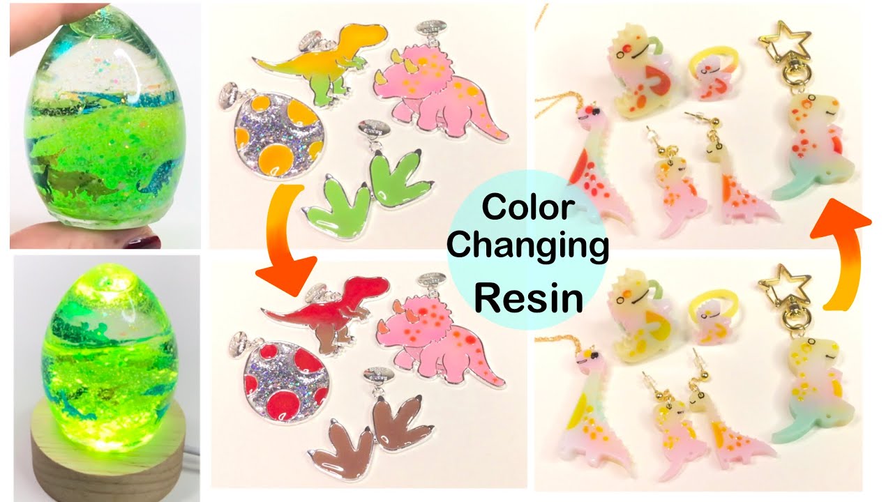 Color changing UV Resin- Egg shaker lamp - Dinosaurs- Sophie and Toffee- Elves Box- DIY