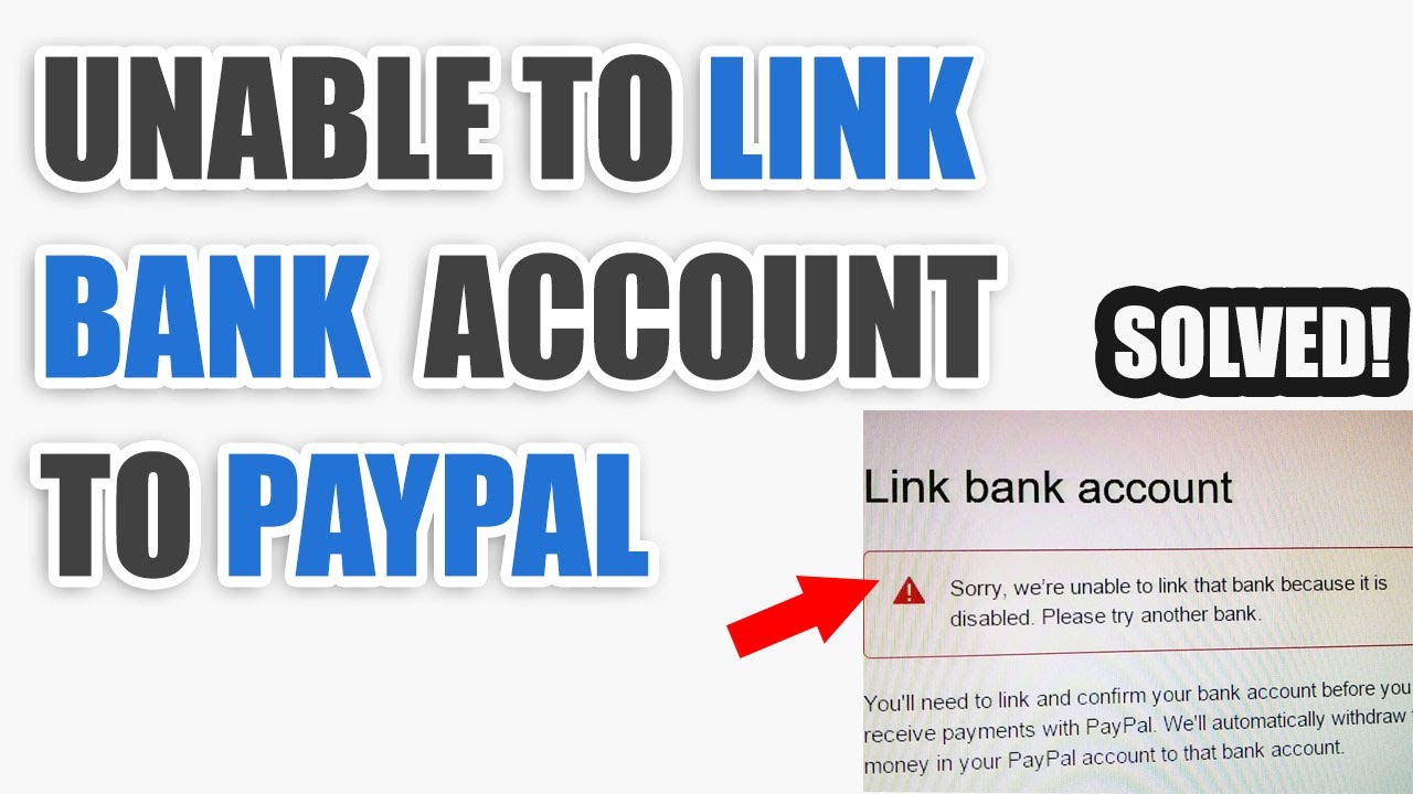 Unable to link bank account, it is disabled on PayPal FIXED