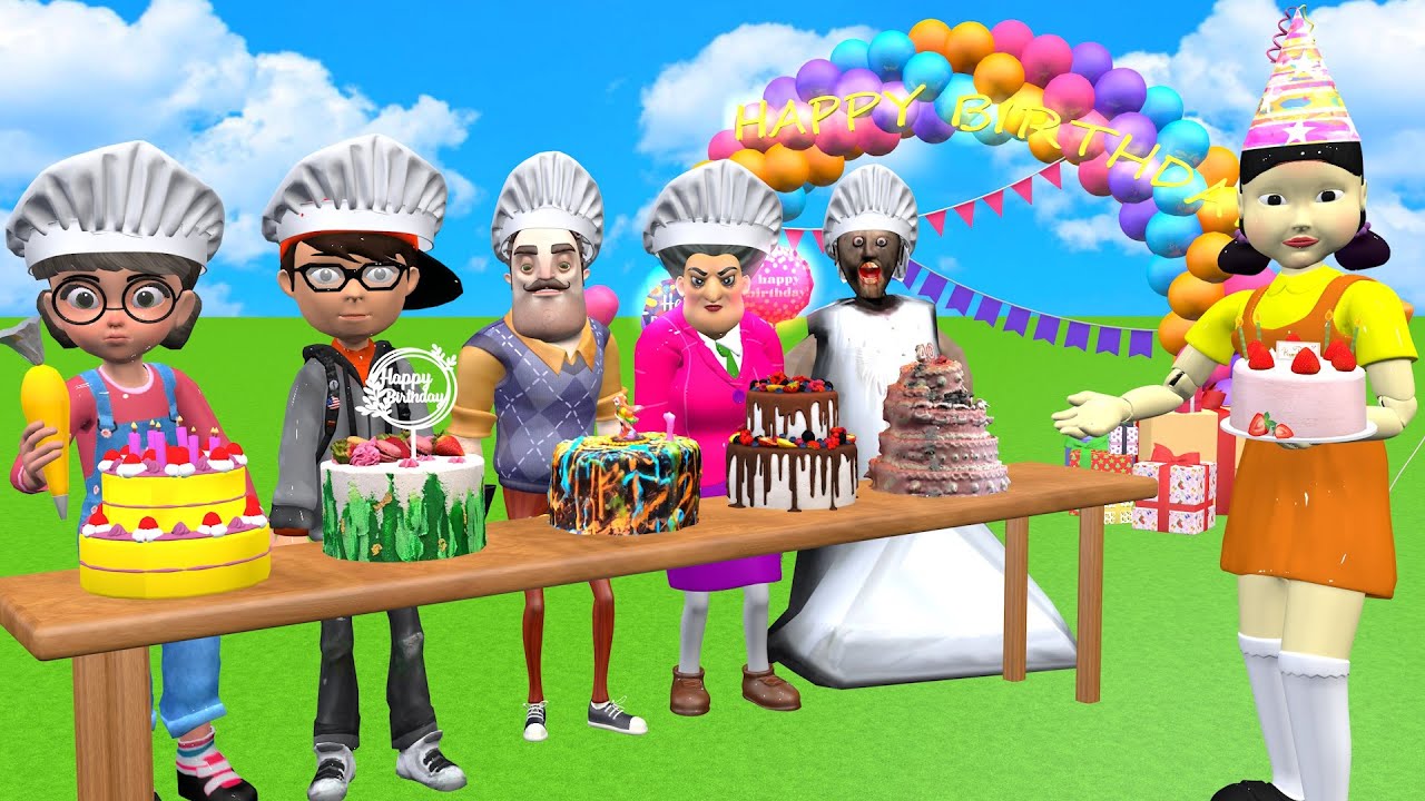Scary Teacher 3D vs Squid Game Cake Decorating and Wrong Cake Decor 5 Times Challenge MissT Vs Grany