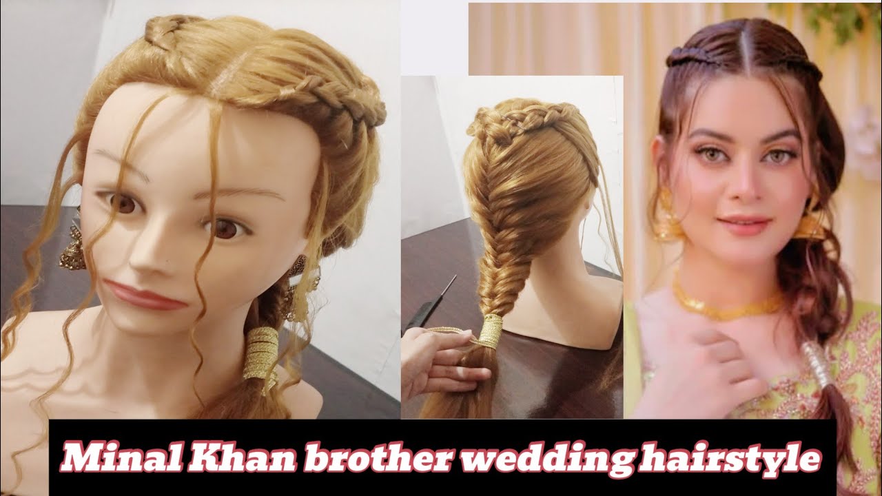 Minal Khan brother wedding hairstyle l Minal Khan mehndi hairstyle l aiman or Minal brother wedding