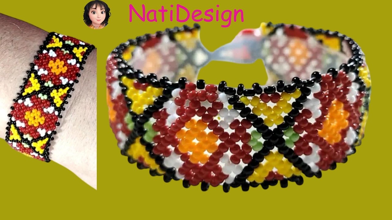 PULSERA FUEGO PRIMAVERA estilo huichol🪭👛Spring Fire Bracelet Huichol Style