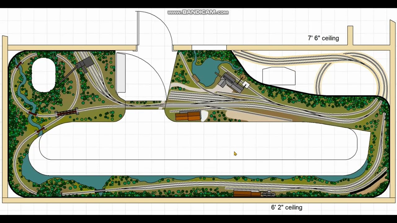 A three level layout design for a long narrow room