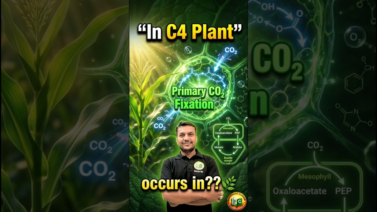 In C4 plant primary Co2 fixation occurs in ?#neet2026 ##bidyasagarclasses #