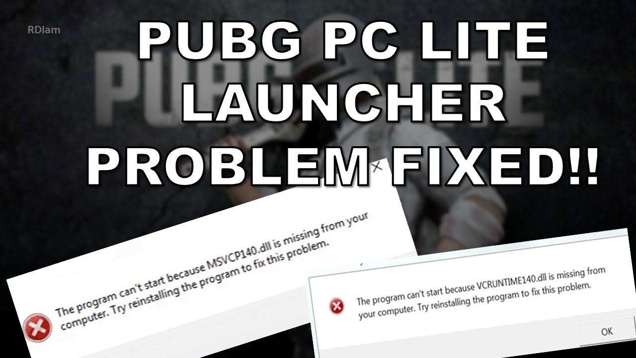 MSVCP140.dll Missing | VCRUNTIME140.dll Missing | PUBG PC Lite Launcher Problem Solved | RDIAm