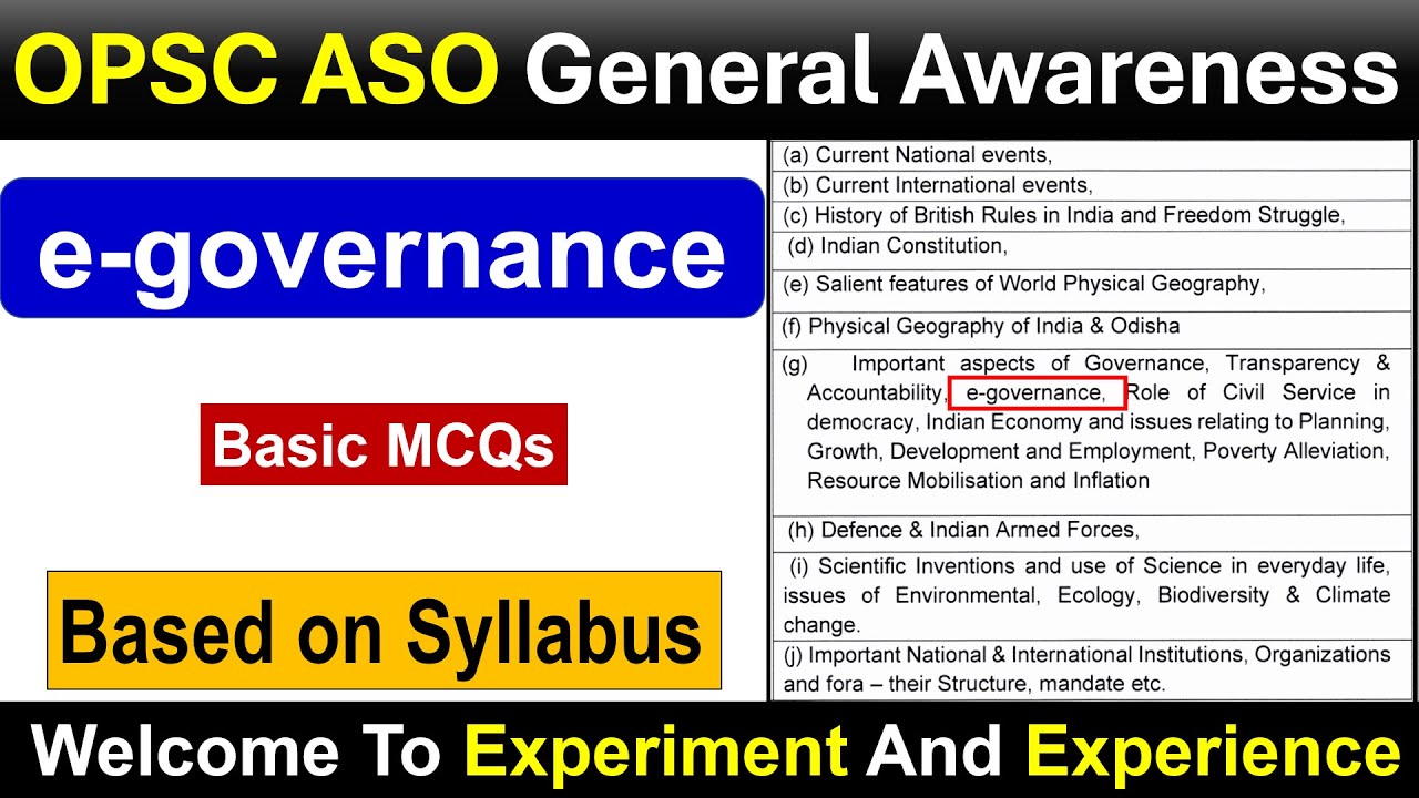 OPSC ASO E-Governance Basic_1 Important Aspects of Governance #opsc  #opscaso