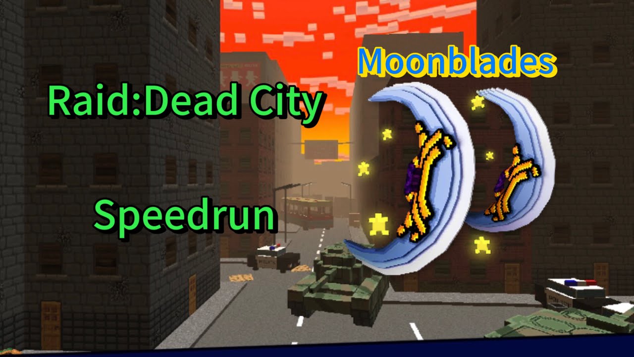 (Pixel gun 3D) Raid Dead City dash melee-moonblades speedrun