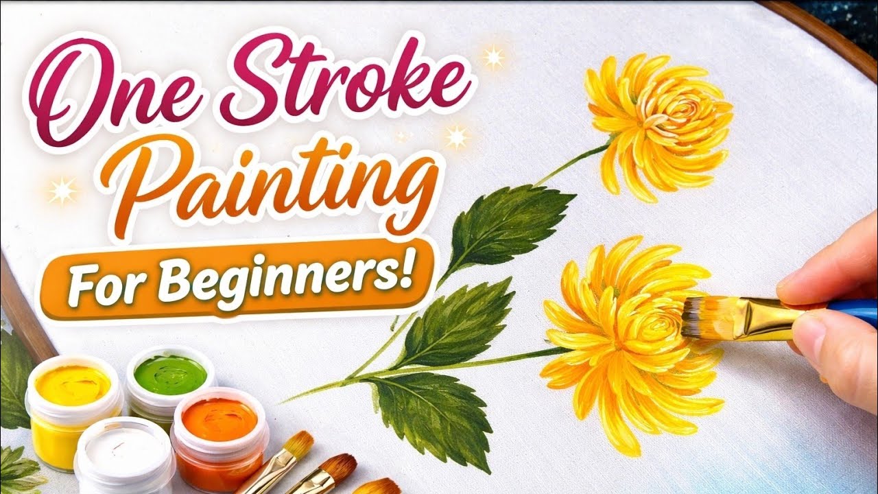 One stroke painting technique for beginners. #onestroke #painting #flower #art #beginners #tutorial🩷