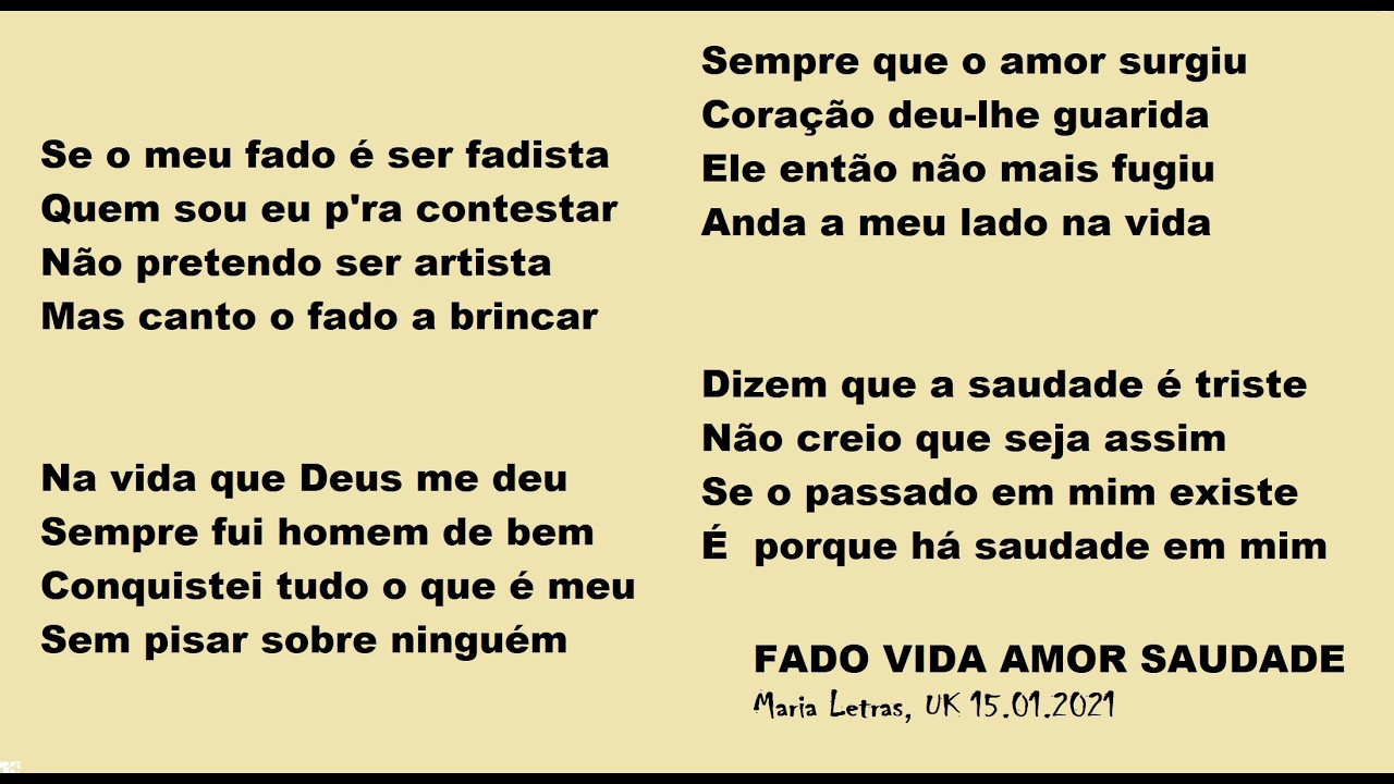 FADO VIDA AMOR SAUDADE