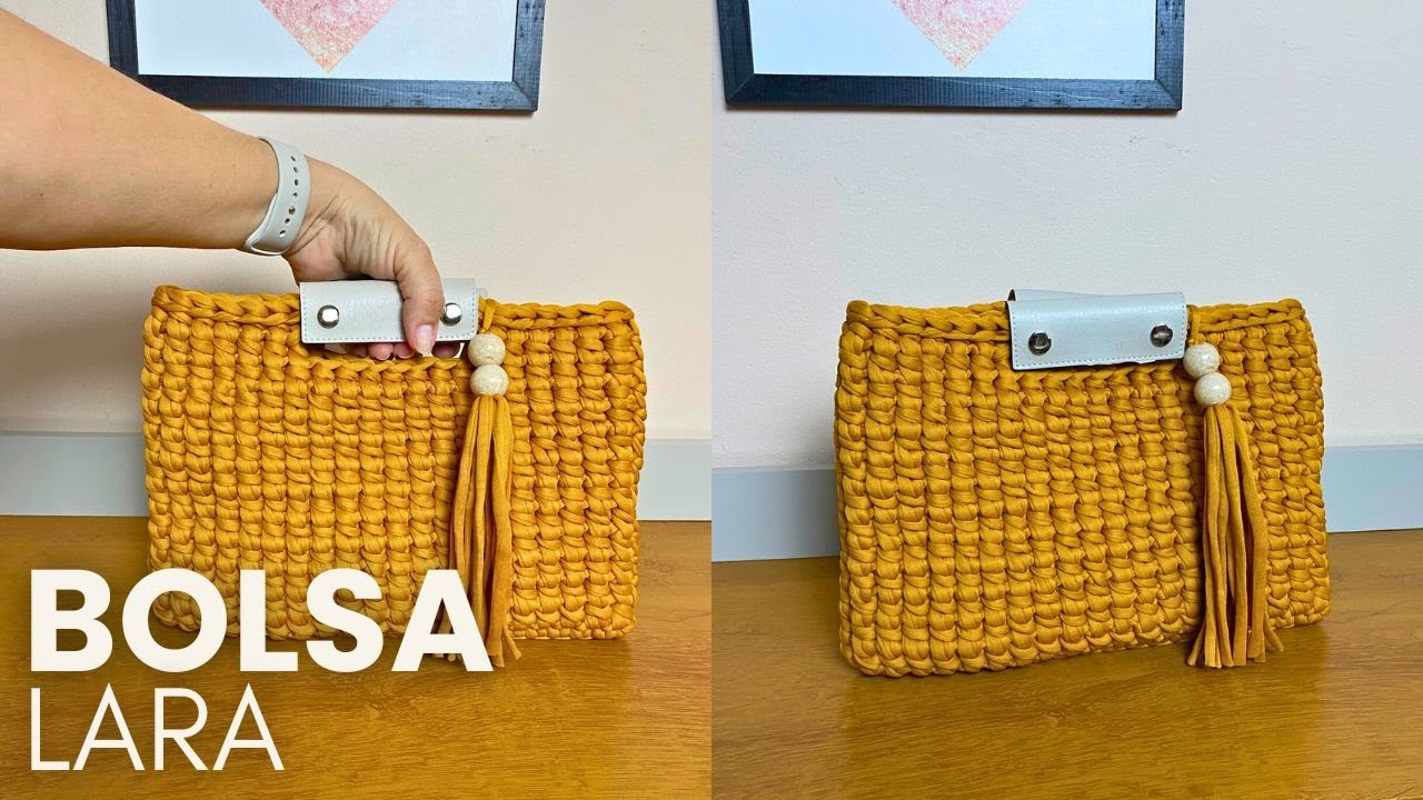 Bolsa de crochê fácil e linda com fio de malha / Bolsa Lara em crochê