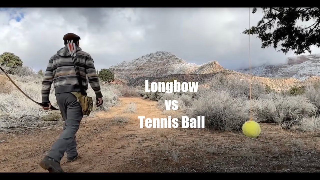 Shooting Tennis Balls with a Blackfoot Longbow