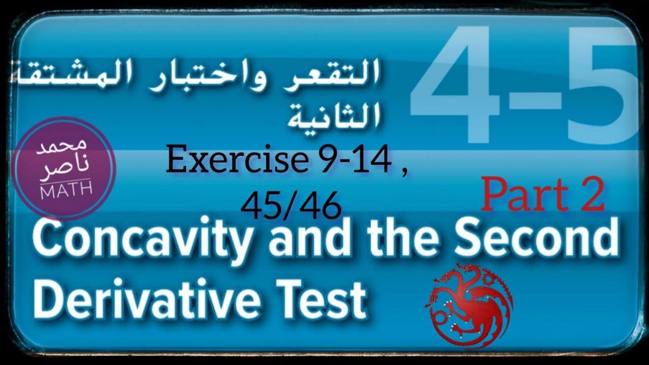 التقعر و اختبار المشتقة الثانية Concavity and the Second Derivative Test part 2