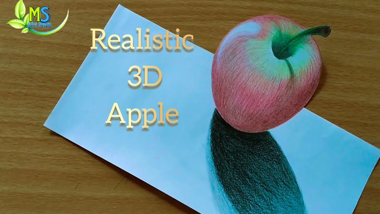 How To Draw A 3D Apple Fruit //3D Apple drawing tutorial 