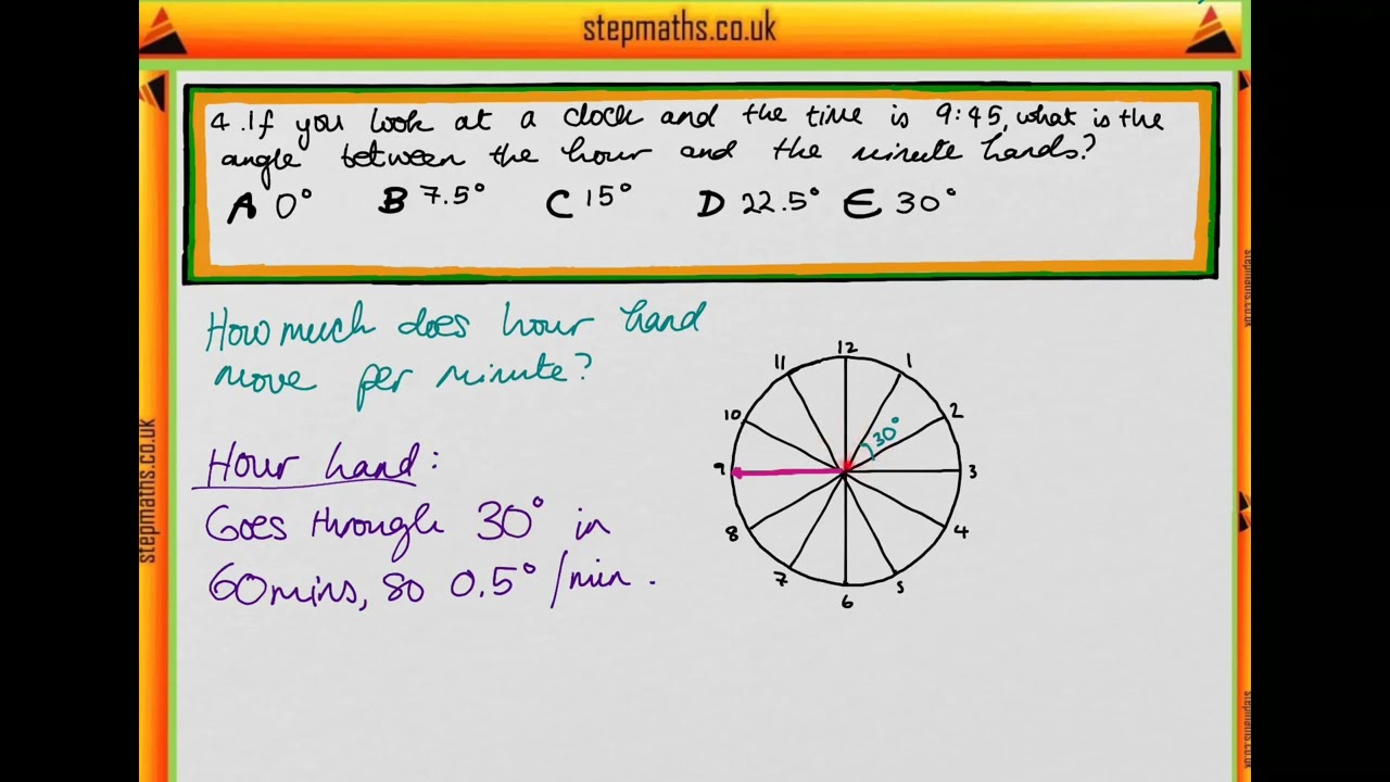 BMAT 2011 Section 2 - Q08 Maths - Angles on a clock - Worked Solution