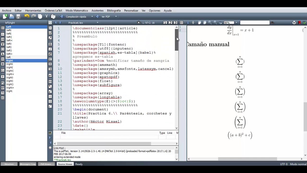 LaTeX usando texmaker Tutorial 6 - Paréntesis, corchetes, llaves  - español