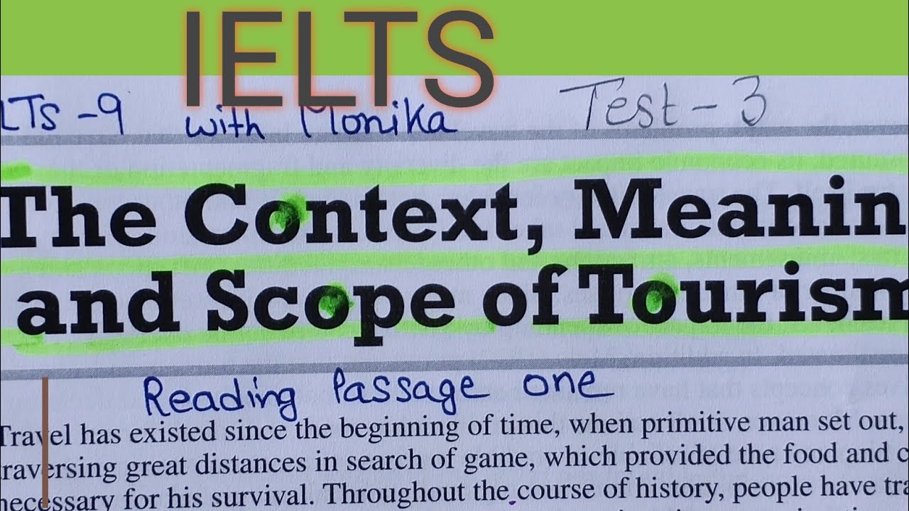 The Context,Meaning and Scope of Tourism  IELTS reading answers IELTS 10 READING TEST 3PASSAGE 1
