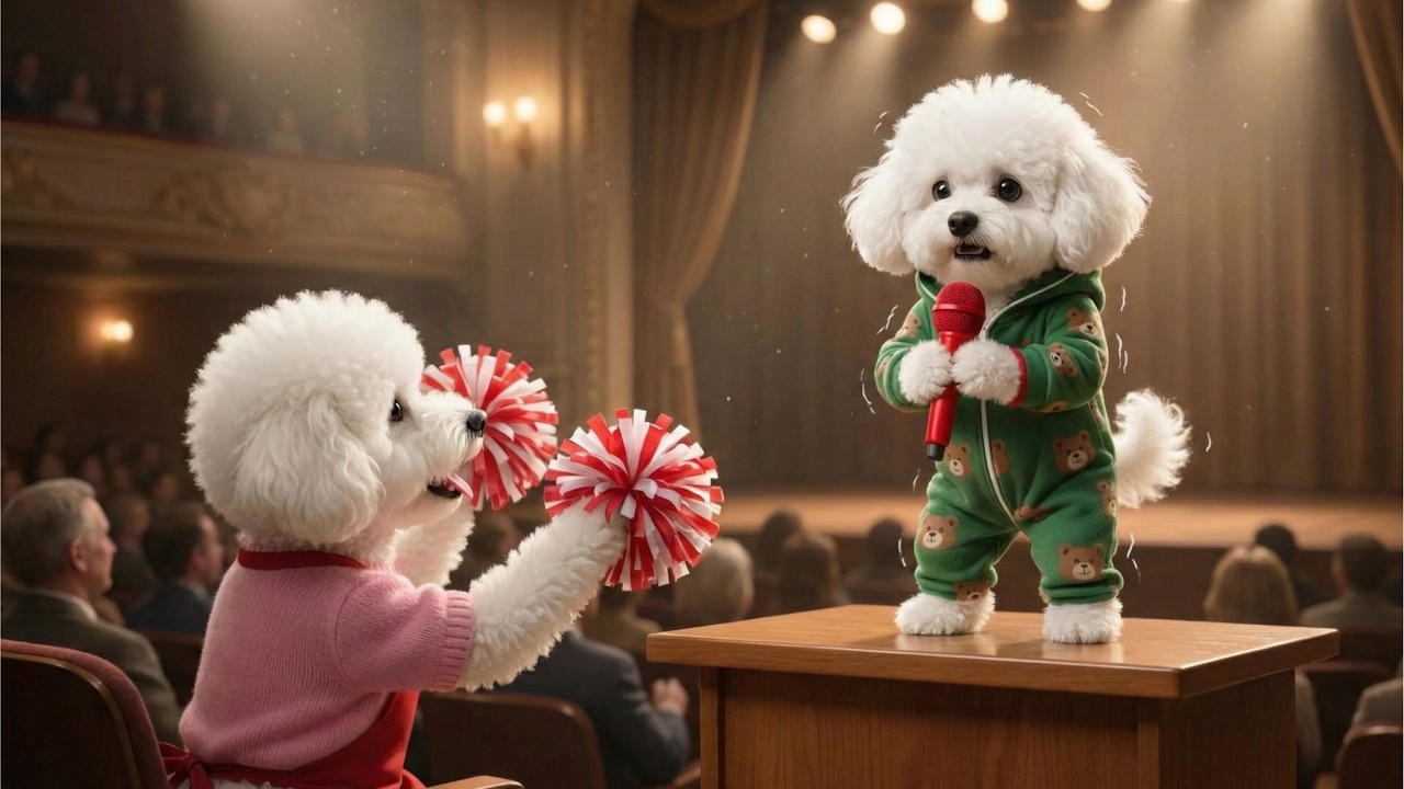 Stage fright!😱🎤How Baby Puppy regained its confidence thanks to Mom Dog👏