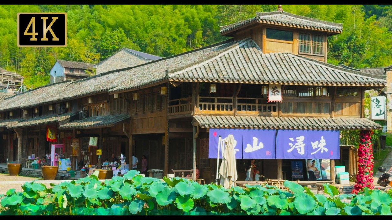 A Beautiful and Ancient Chinese Mountain Village with Unique Traditional Design | 4K Walk