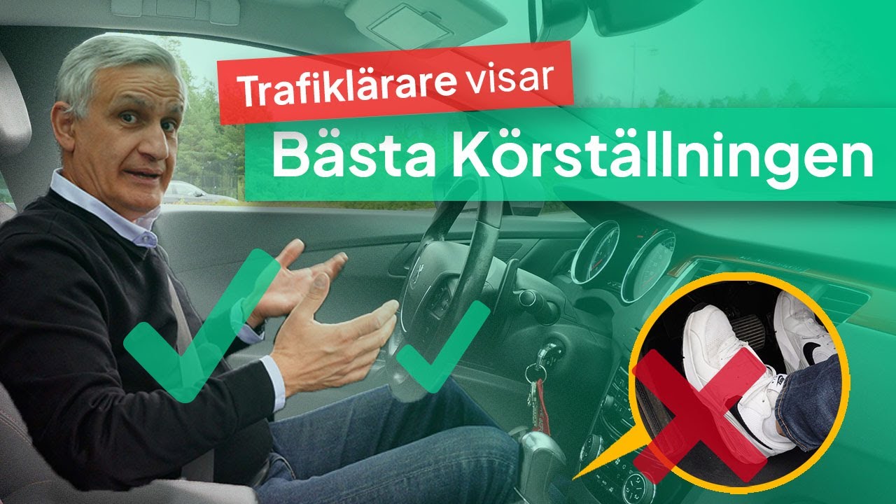 Trafiklärare Visar Bästa Körställningen (Stol, Speglar, Pedaler mm)