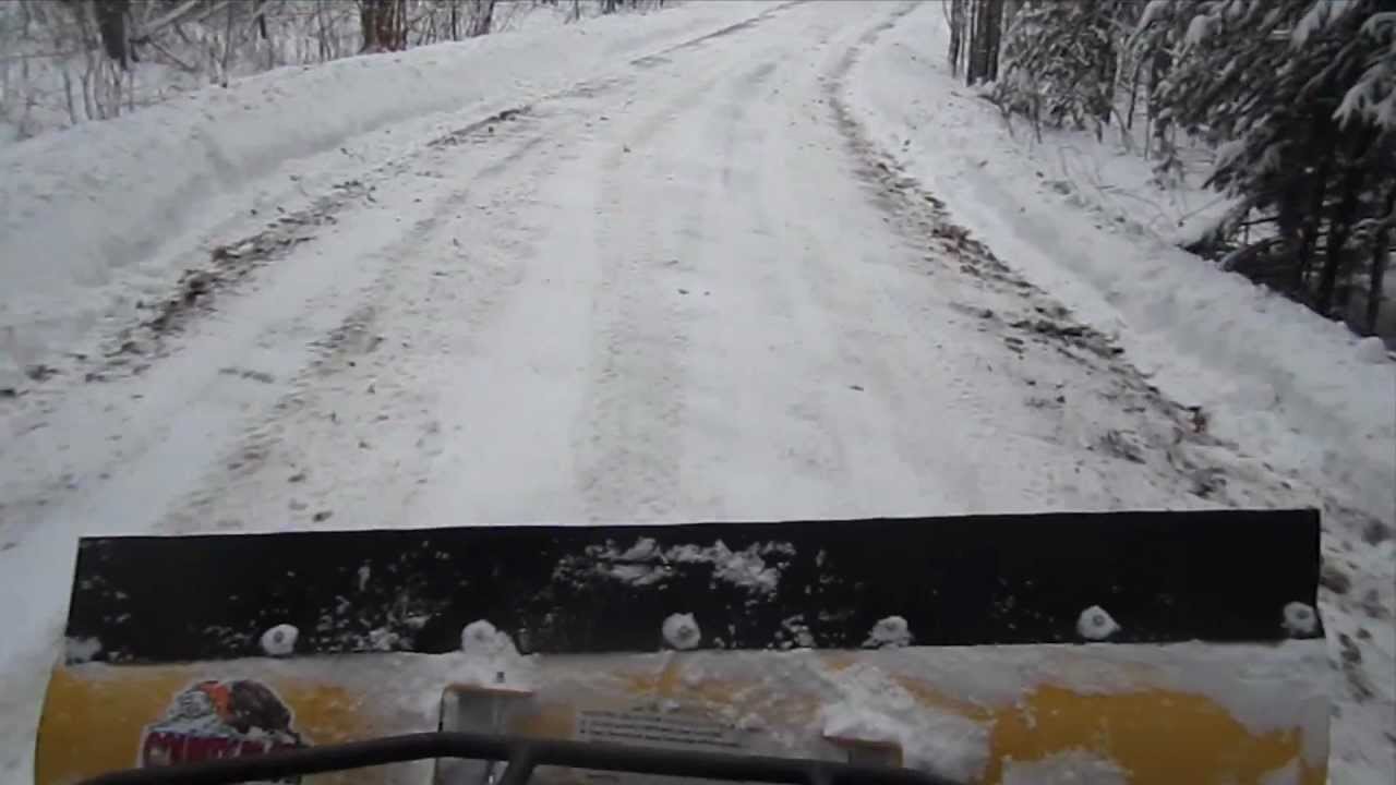 Kawasaki Brute Force ATV Plowing Snow With a Moose County Plow - Central Maine 2012