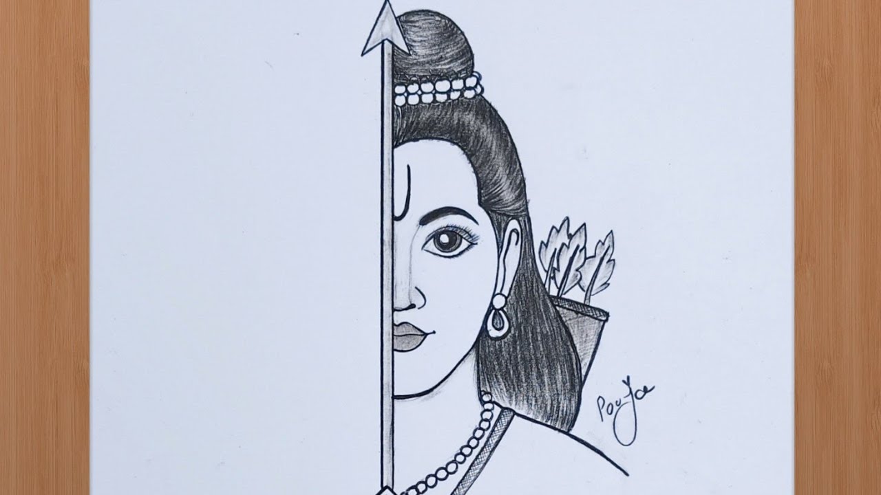 Shree Ram drawing easy I Easy Pencil drawing l Ram Navami, Diwali & Dussehra Drawing | Ram half Face
