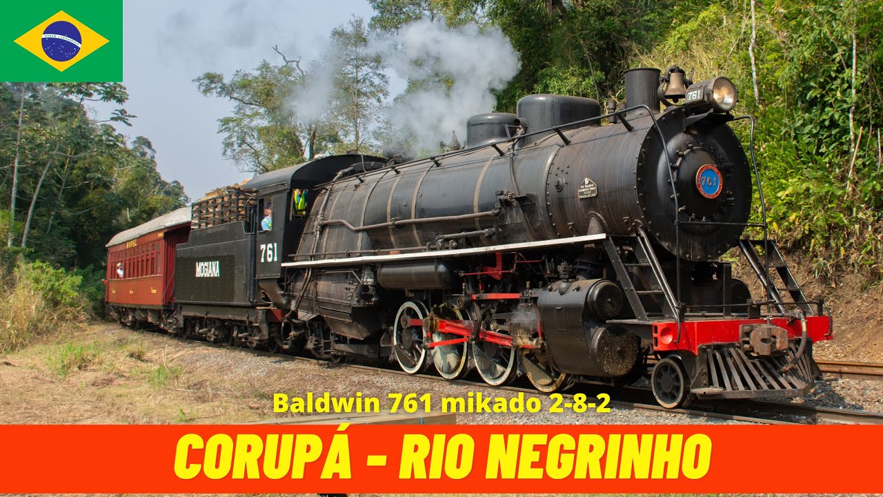 Steam Train Corup&aacute; - Rio Negrinho (O Trem da Serra do Mar, Brazil) train driver's view 4K