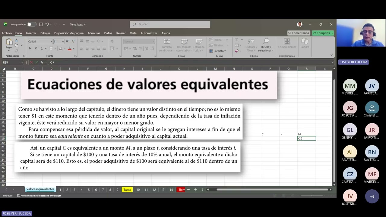 Ecuaciones de Valores Equivalentes. Parte I