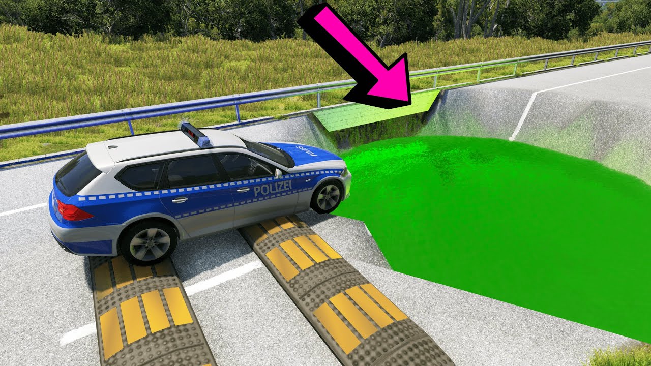 Cars vs Speed Bumps vs Acid Pit 😱 BeamNG Drive
