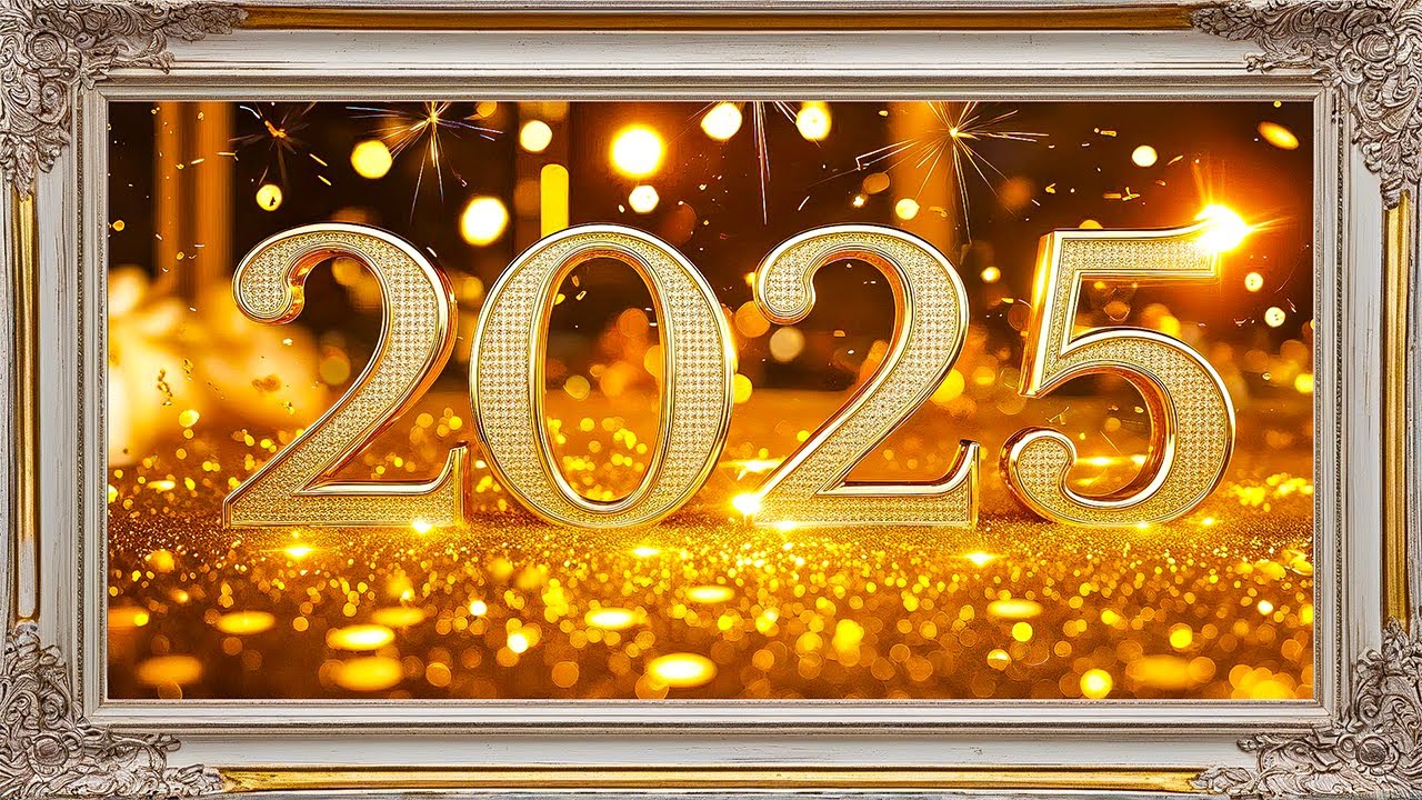 Happy New Year 2025 Background Music | Gold Framed Vintage With Music | Frame Art 3D TV Screensaver