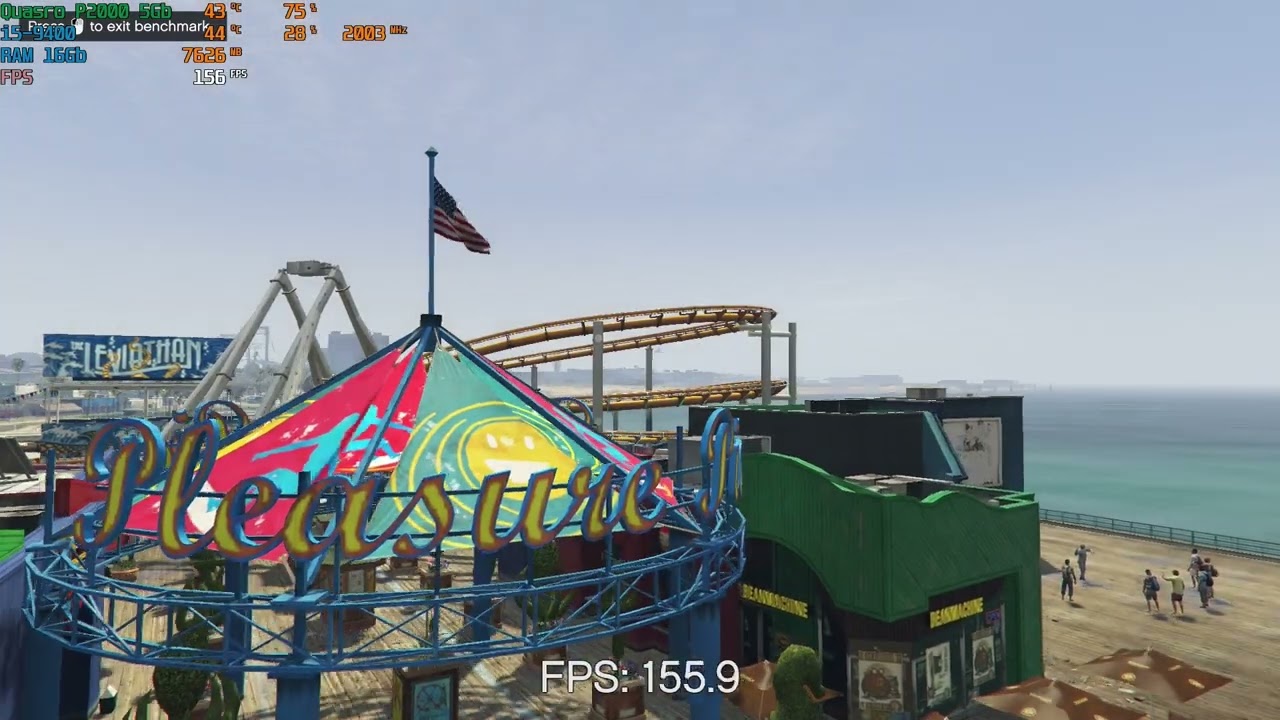 i5-9400 with Quadro P2000 5Gb GTA V at 1080p Benchmark (High Textures) FPS test gameplay fivem gta 5