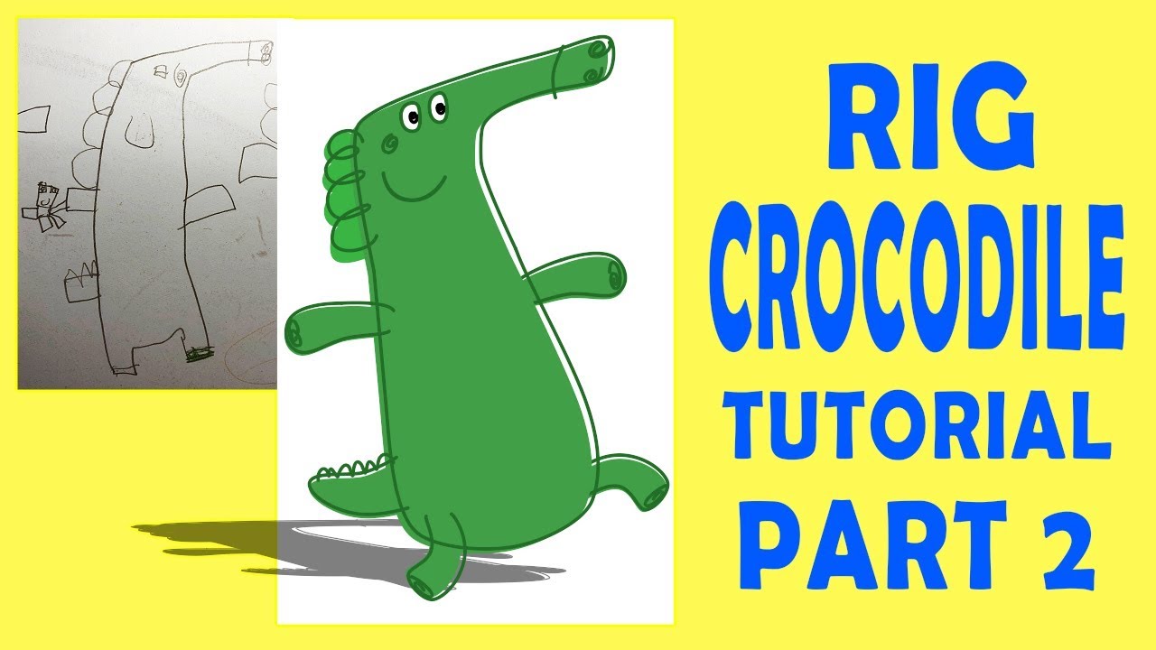 RIG CROCODILE CHARACTER FROM PAINTINGS OF MY KID - STEP BY STEP - Anime Studio (Moho 2019) - Part 2