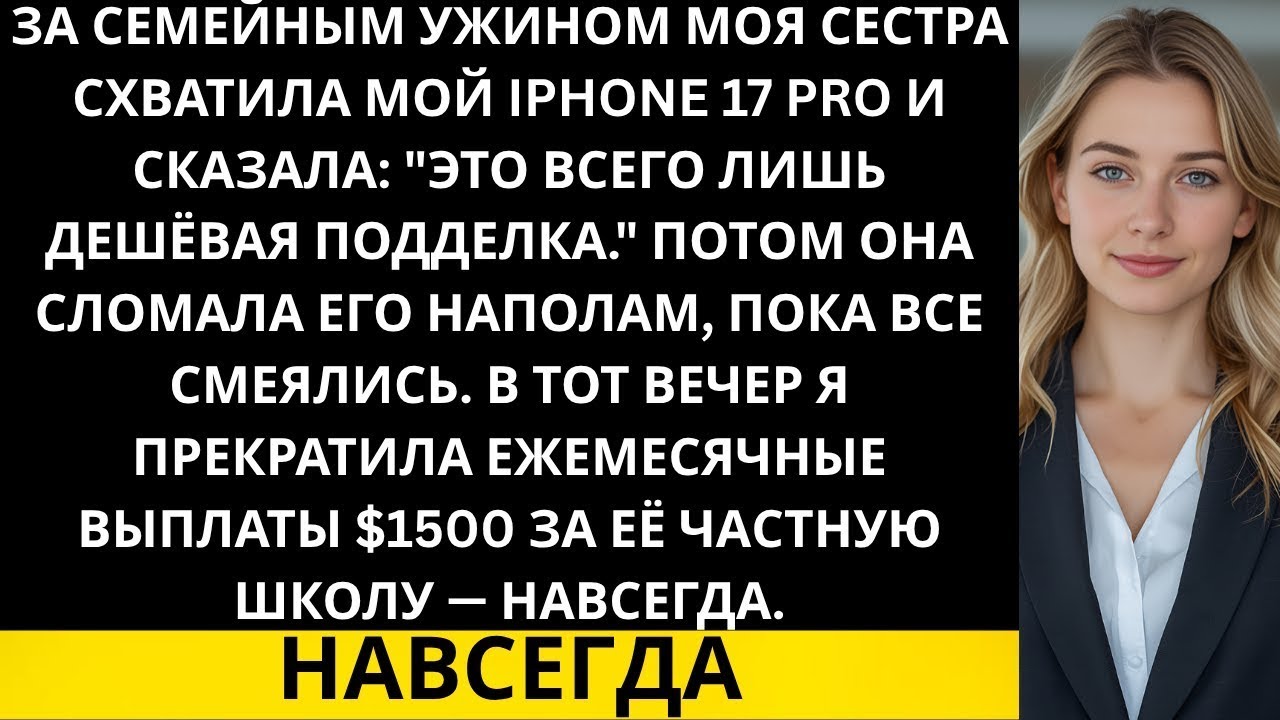 За семейным ужином моя сестра схватила мой iPhone 17 Pro и сказала Это всего лишь дешёвая поддел