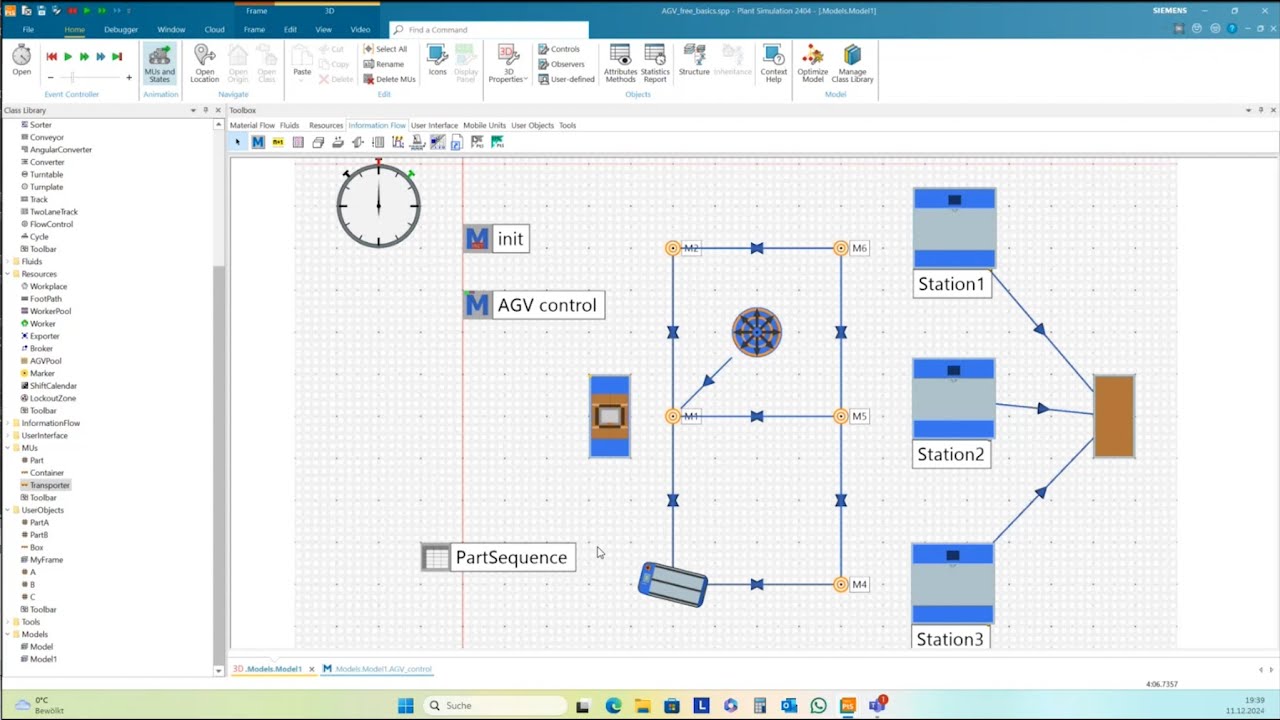 Tecnomatix Plant Simulation Tutorial: Free-driving AGV basics