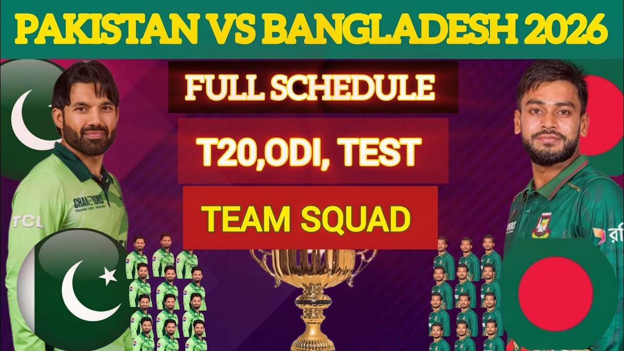 Pakistan vs Bangladesh 2026|3 odi match full schedule/pak vs ban 3 odi match full  team squad/pak Vs