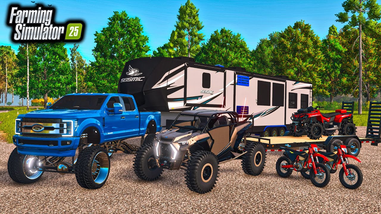 SPRING LUXURY CAMPING TRIP! (LIFTED TRUCKS + OFFROAD TOYS) | FS25