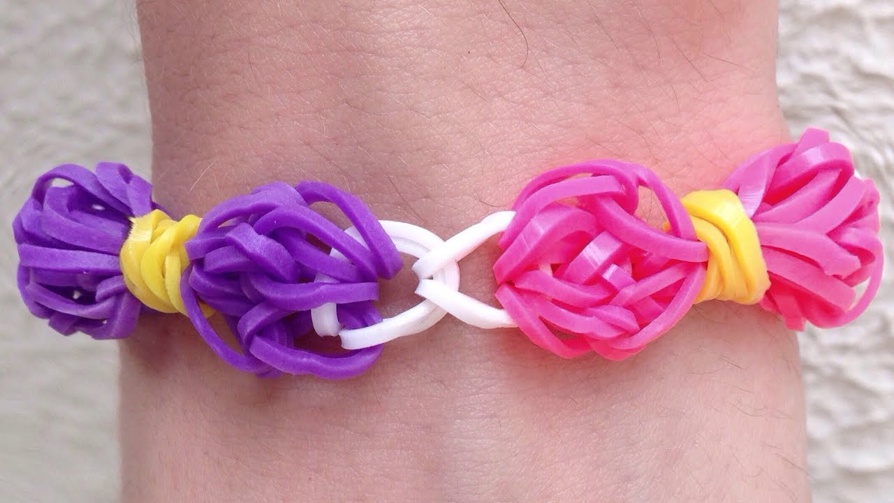 Como fazer pulseiras de elástico: Laços (bow bracelet) #LoomBands (sem tear)