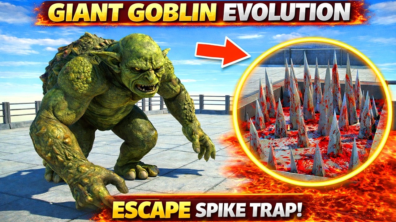 Giant Goblin Evolution Battle! Escape the Deadly Spike Trap | Animal Revolt Battle Simulator