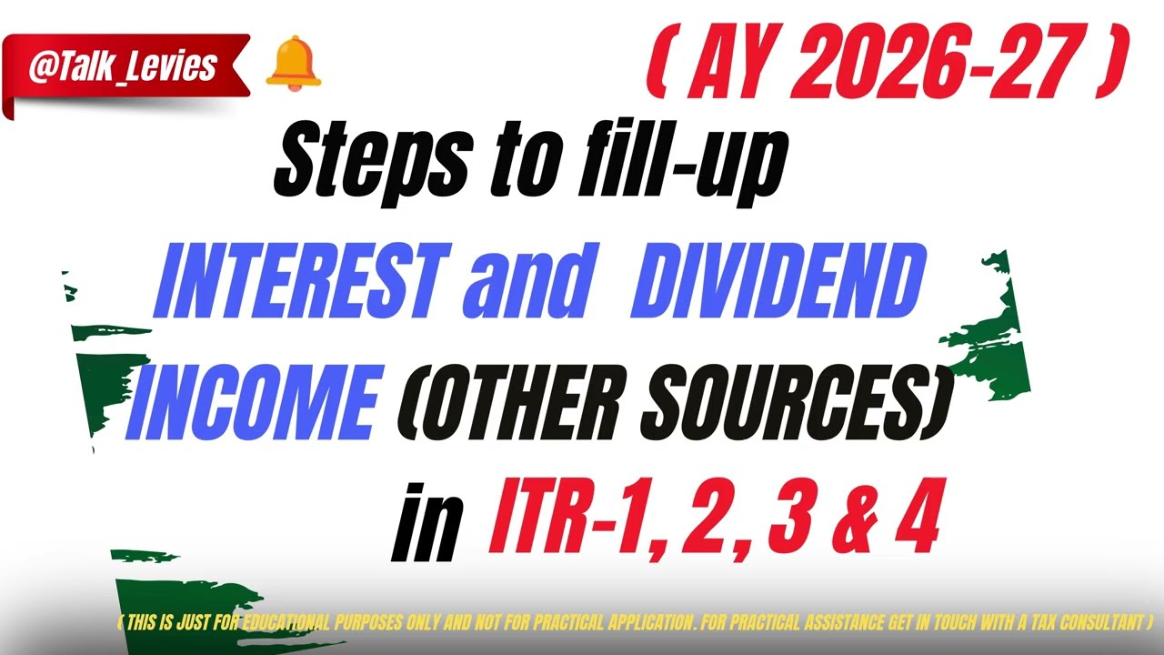How to show Interest Income, Dividend Income & Other Sources Income in #itr1 #itr2 #itr3 #itr4 #itr