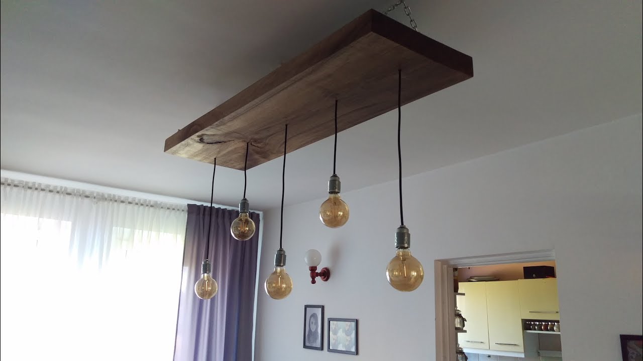 Drewniana lampa do jadalni (