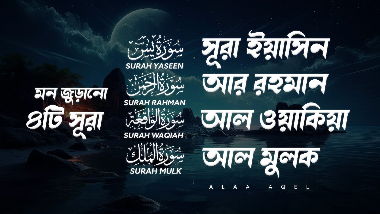 মন জুড়ানো ৪টি সূরা | Surah Ar-Rahman, Yaseen, Waqiah, Mulk | Quran Tilawat by Alaa Aqel